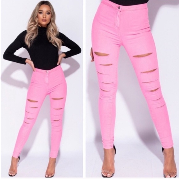 Parisian Works Pants - 💕(NWT) Neon Pink Slashed Jeggings💕
